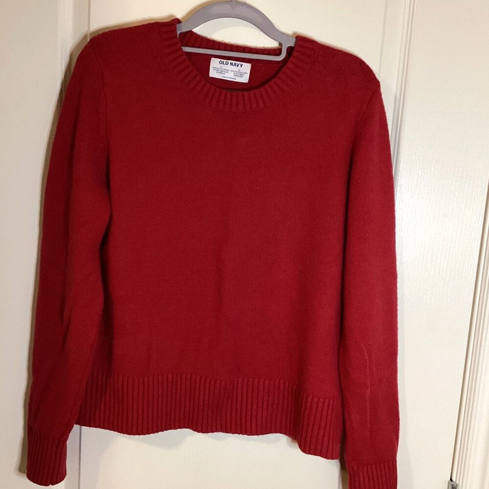 Old Navy Women's Red Sweater Size L Super Soft Cotton Blend Festive